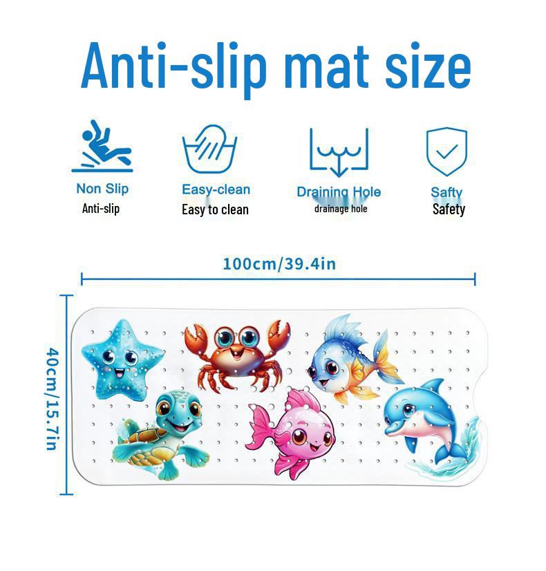 Gyermek Csúszásmentes Rajzfilm Fürdőszobai Szőnyeg - Mosható Ovális Biztonsági Zuhanyzótálca Padló Szőnyeg
