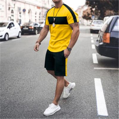 Sommer Herren Casual Fashion Bequemer Sportanzug 2-teiliges Set Street Wear Einfaches Muster Rundhalsausschnitt Kurzarm Mit Shorts