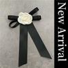 Camellia Bow Brooch Black White Fabric Tie Badge Mourning Corsage Pin High-End French Elegant Bag Clothes Scarf Accessory Brooch