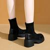 Fashion Fashion Simple Platform Heightened Short Boots Women's Autumn and Winter New Round Toe Sleeve Block Heel Socks Boots