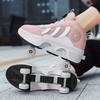 Unisex 4-Wheel Roller Skates Automatic Retractable Women's High Sneakers with Wheels Girls' Dual-Purpose Skating Sports Shoes