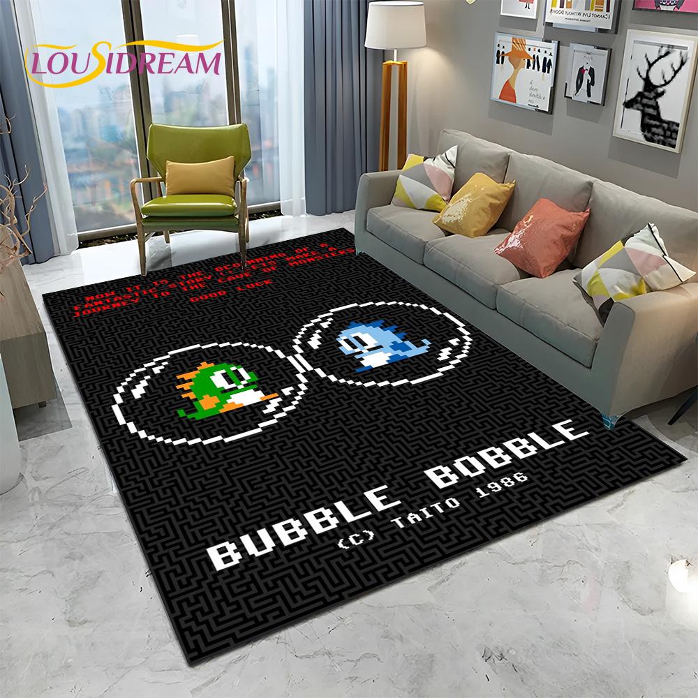 Cartoon Bubble Bobble Game Gamer Carpet Rug for Home Living Room Bedroom Sofa Doormat Decor,kid Play Area Rug Non-slip Floor Mat