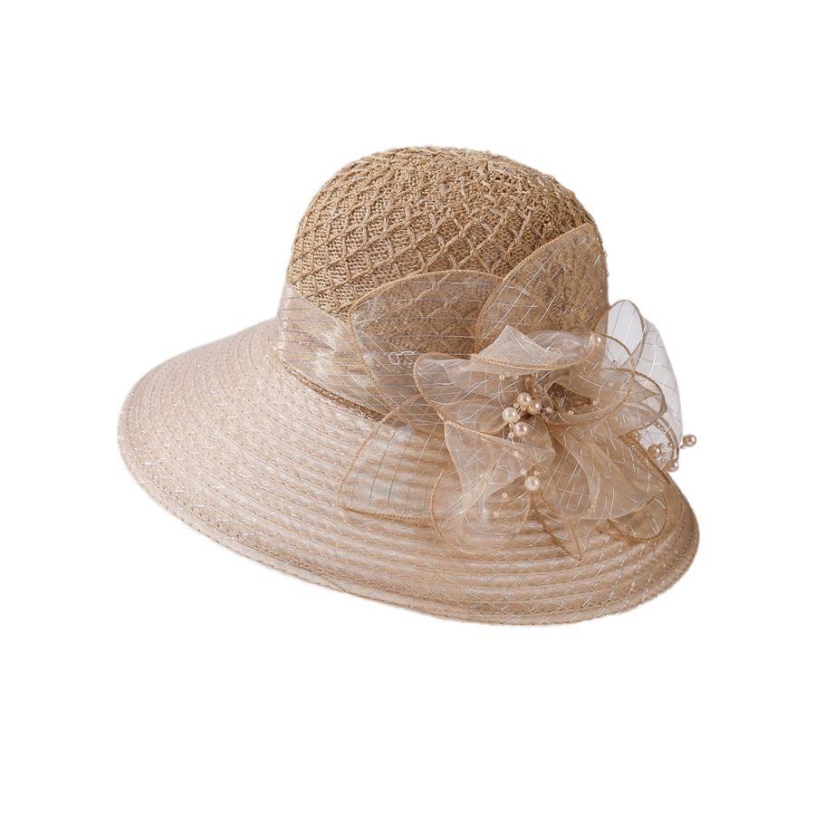 Klobouk letní nový organzový květinový prodyšný klobouk s ochranou proti slunci pro ženy plážový klobouk s přírubou