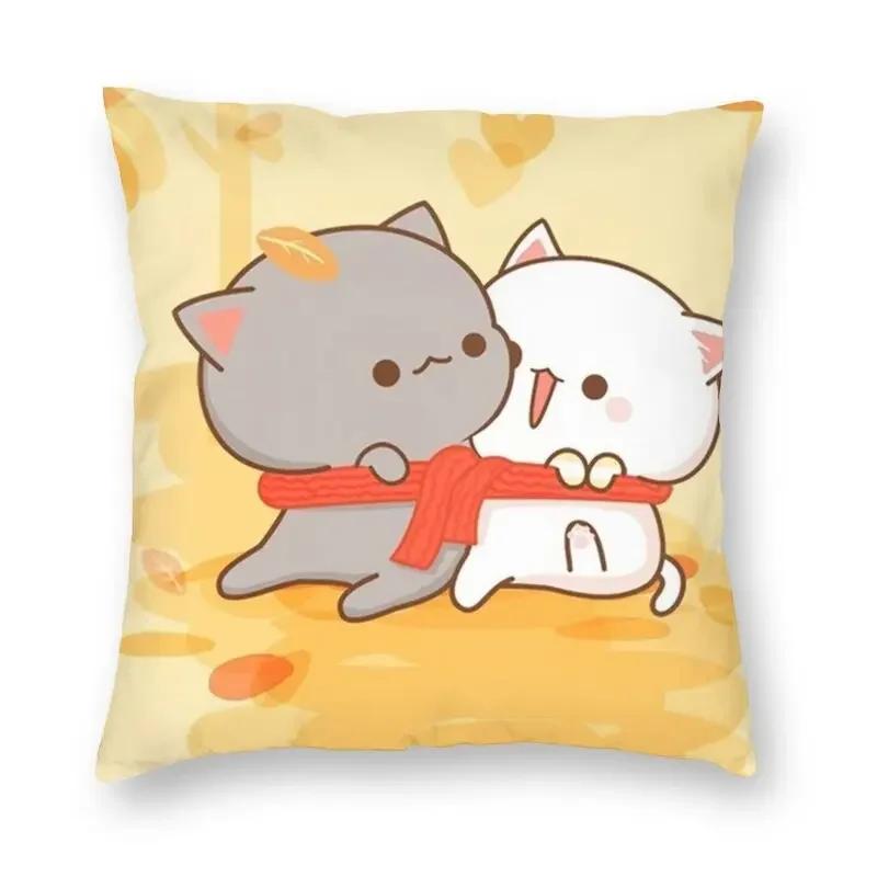 45x45cm Bedroom Living Room Cute Couple Cat Peach and Goma Pillowcase Home Decor Cushion Cover Sofa Pillowcase