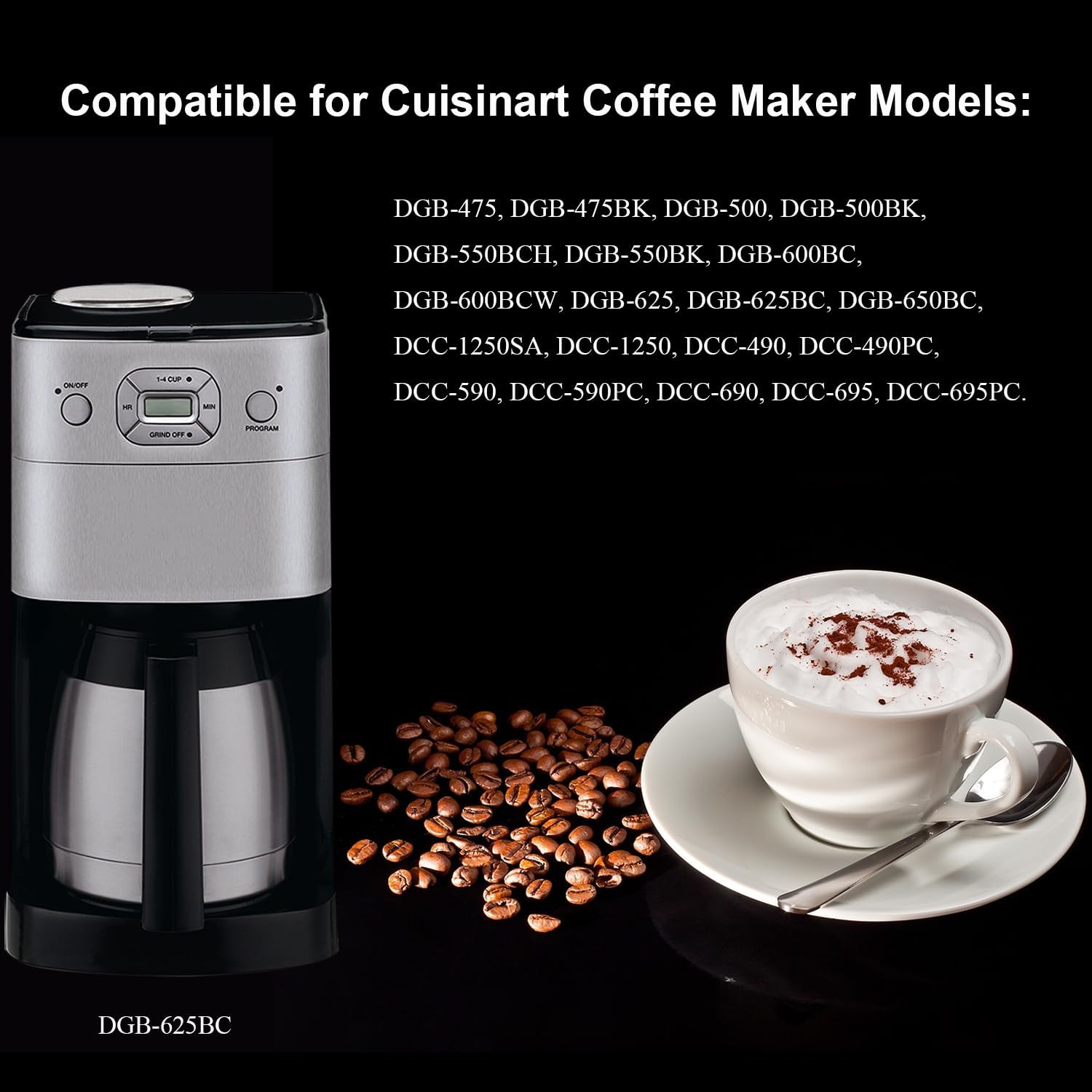 HASMX DGB-500GLID Крышка сборки кофемолки для кофемашин Cuisinart моделей DGB-475, DGB-475BK, DGB-500, DGB-550, DGB-500BK, DGB-600, DGB-600BCC,