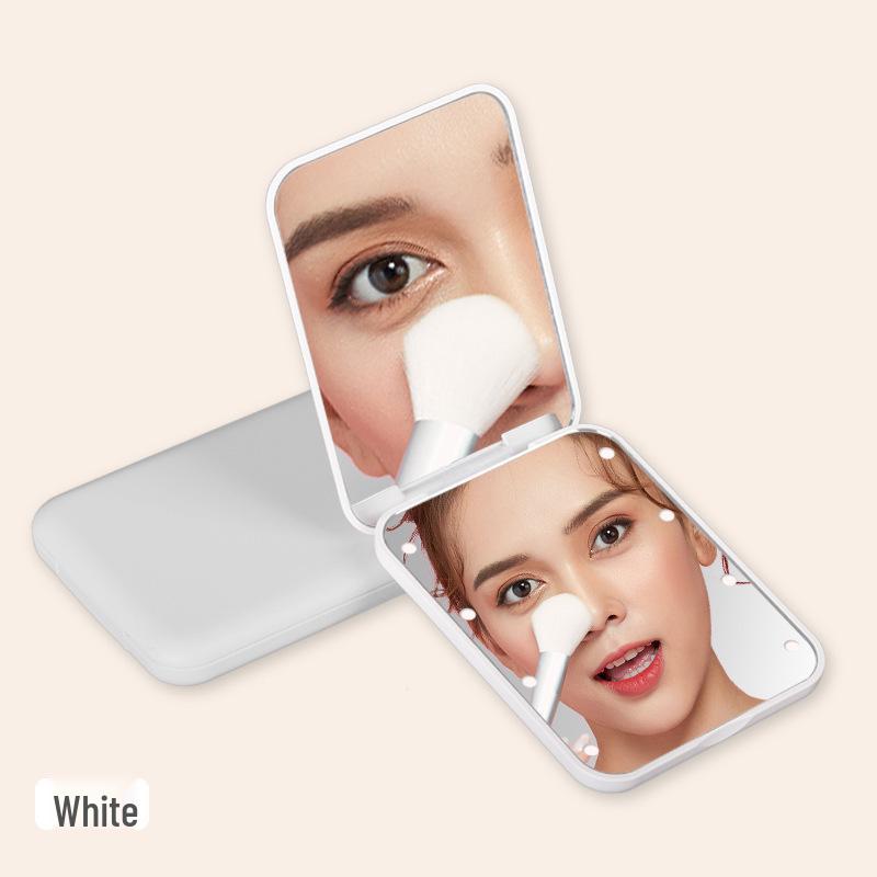 LED Luminous Folding Vanity Mirror - Portable Handheld Makeup Mirror with Light