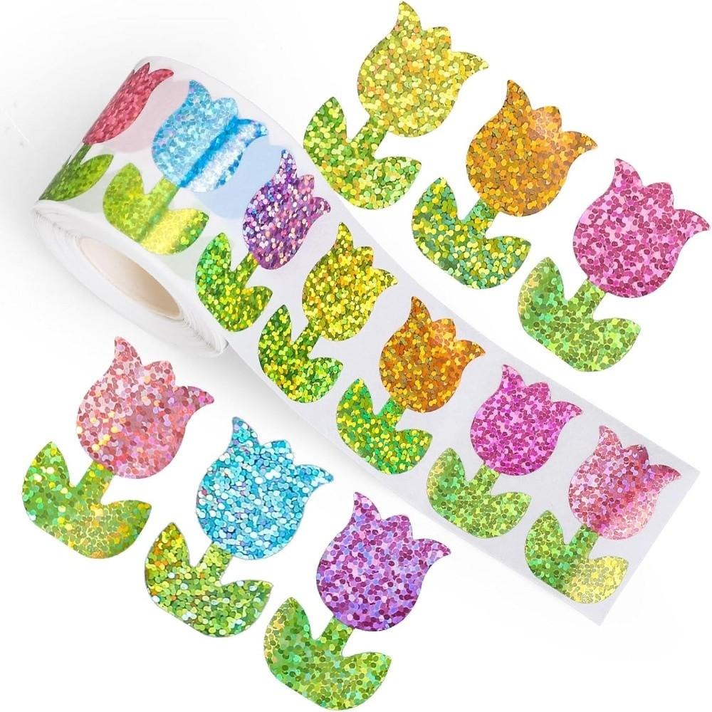 500pcs/Roll Self-adhesive Gift Wrapping Label Glittering Colorful Creative Scrapbook Stationery Sticker Motivational