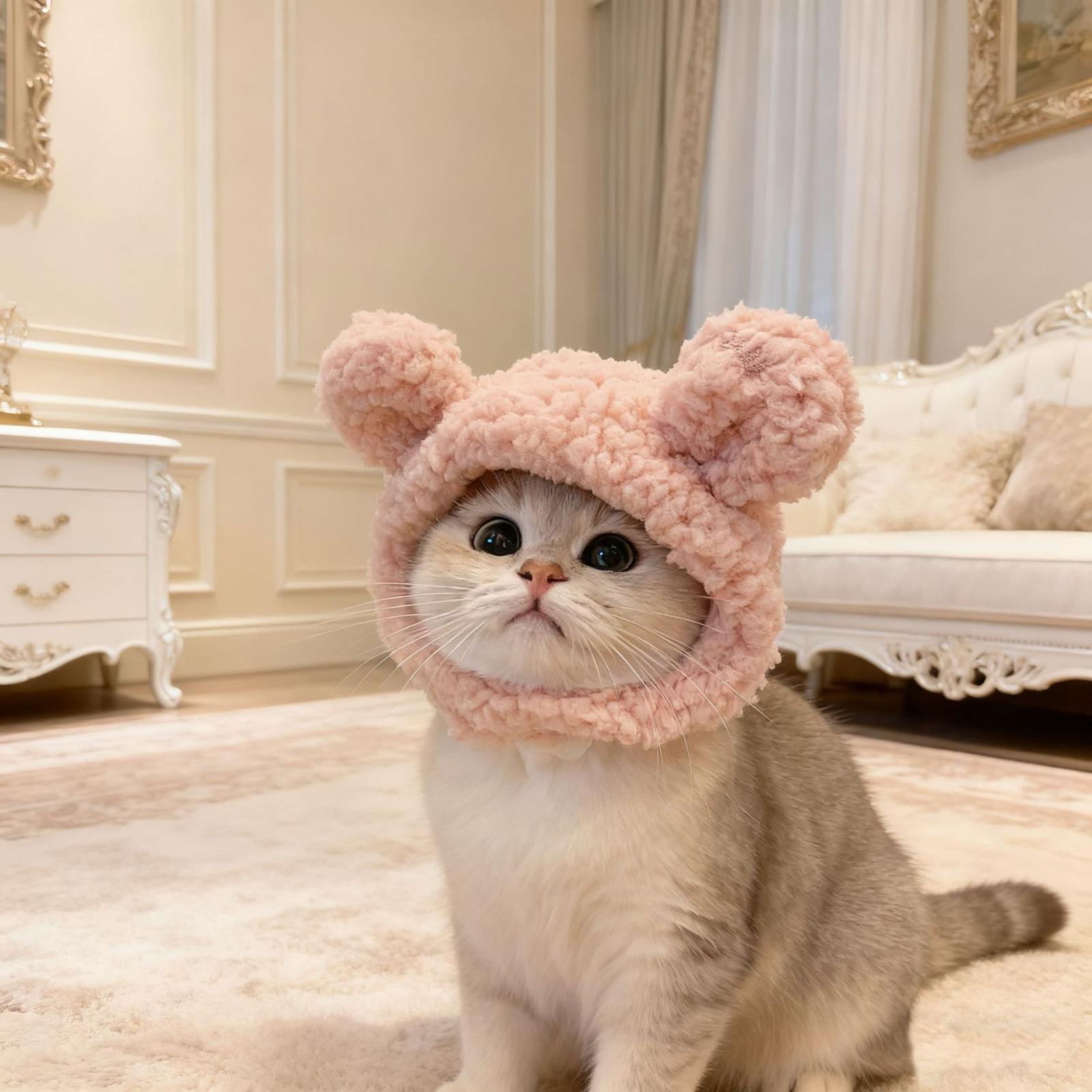 

Головной убор для питомца: Очаровательная -Печать Маленькая Собака Зимнее Тепло Головной Убор Костюм Шляпа Цыпленок-Печать Домашнее Животное Головной Убор One Size розовый