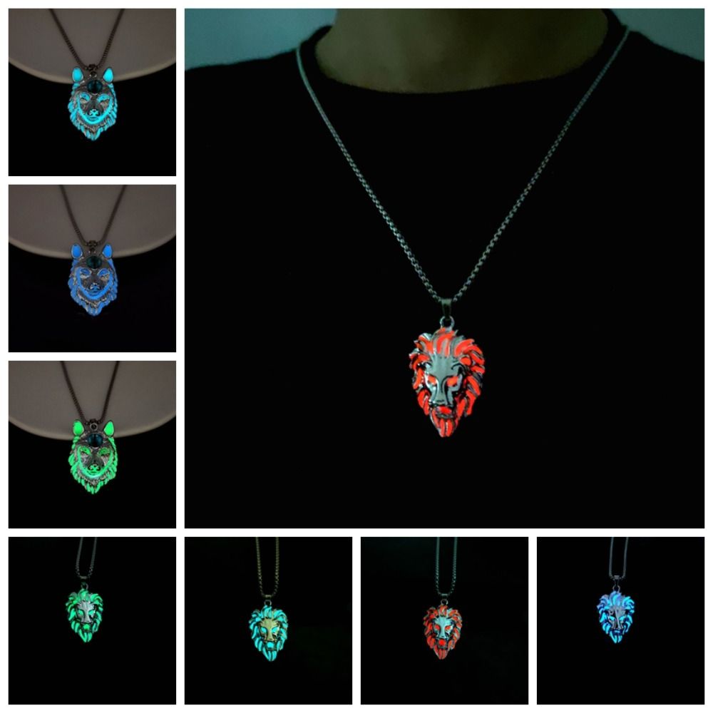 Animal Halloween Necklace Zinc Zinc Alloy Hip Hop Neck Chains Cool Luminous Pendant Necklace  Women Men