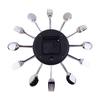 Large 3D Mirror Surface Silver Modern Design Cutlery Kitchen Utensil Spoon Fork Wall Clock DIY