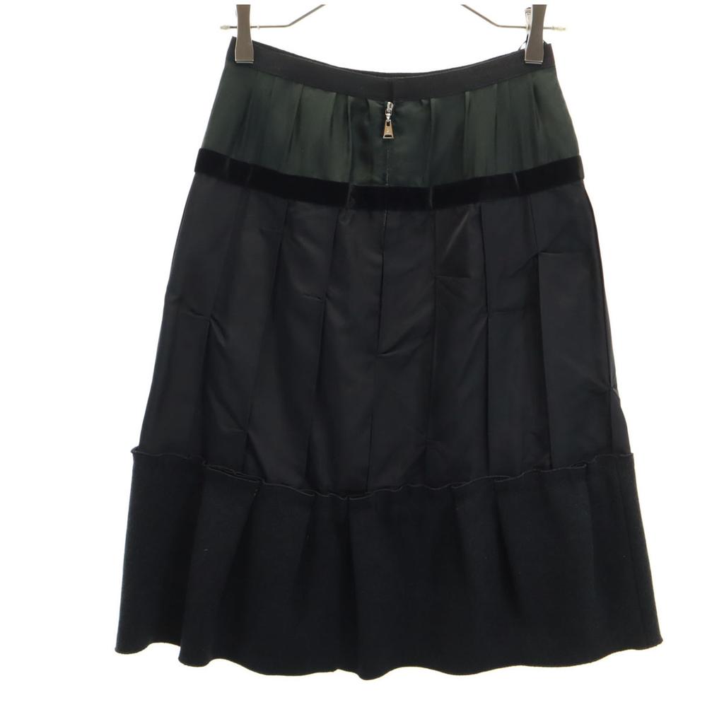 LOUIS VUITTON French silk blend Midi length Different material switching skirt Women Used
