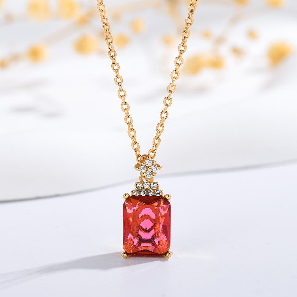 

Seiko micro-inlaid colored diamond necklace raw niche cold wind minimalist exquisite small collarbone chain