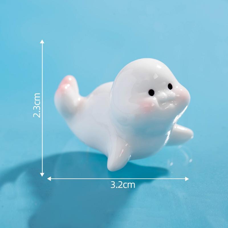 Adorable Resin Seal Miniature Ornament for Desktop Decor Cartoon Cute Seal Ocean Animal Theme Fish Tank Aquarium Mini Figurine