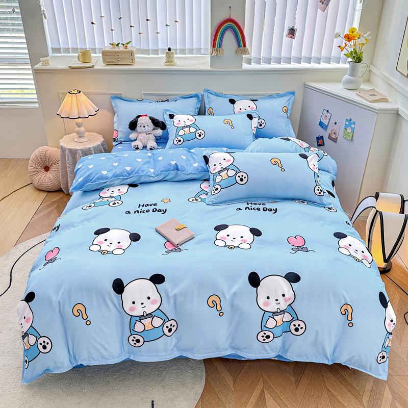 Cartoon Black Cat Duvet Cover SetKitten Bedding Set 4Pcs Quilt Cover 1 Flat Sheet And 2 Pillow ShamsPolyester Comforter Cover