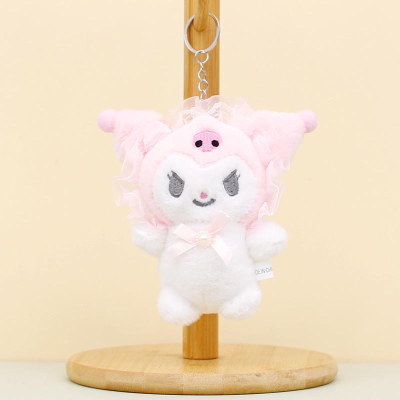 Cute Sanrio Kuromi Plush Toy Keychain Adorable Short Plush Stuffed Doll 12cm