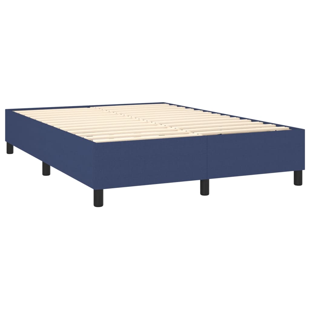 Box Spring Bed Frame Blue 140 x 190 cm Fabric