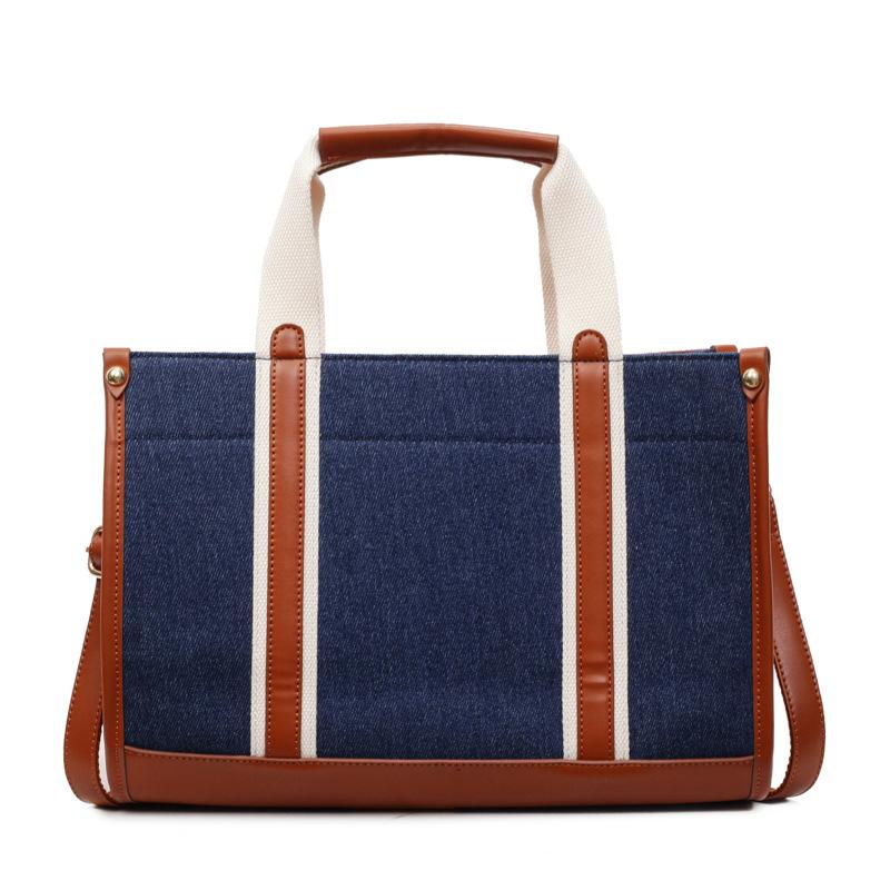 Denim Bag Women's Large Capacity 2025 New Autumn and Winter Casual Messenger Bag Portable Contrasting Color Commuter Tote Bag