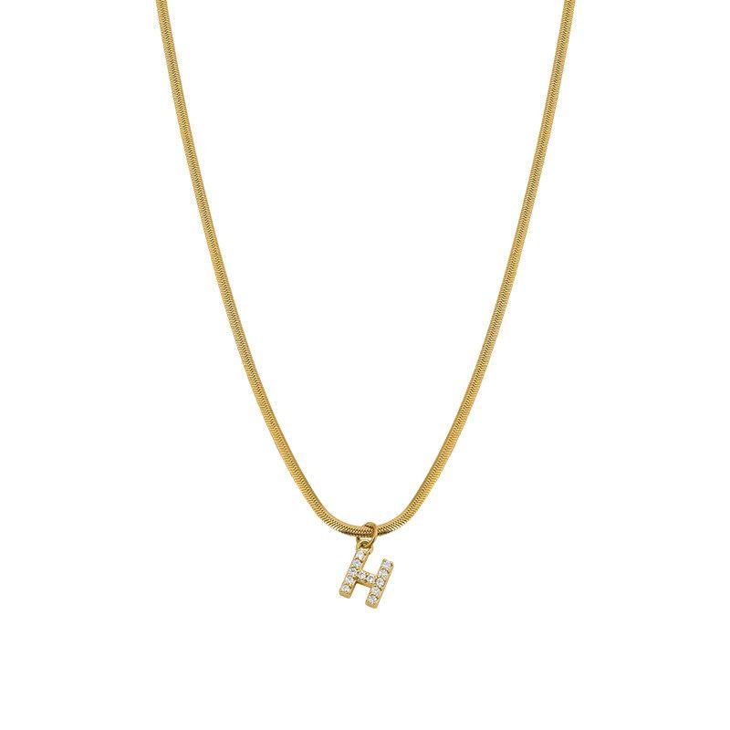 Neckontheline Diamond Letter Necklace European and American Ins Style Simple and Versatile Short Necklace Fine Snake Bones Chain