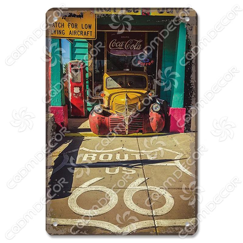 Alte Route 66 Blechschilder Get Your Kicks on US 66 Metallposter Vintage Wandkunst Dekoration für Garage Club Wohnzimmer Zuhause