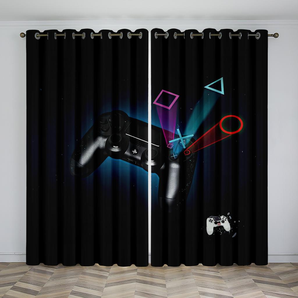

Крутые шторы с цифровой печатью Gamepad Shade Curtains, подходящие для спальни, игровой комнаты, офиса, гостиной, кабинета, домашнего декора Small W50H60(CM)x2&Grommet Top