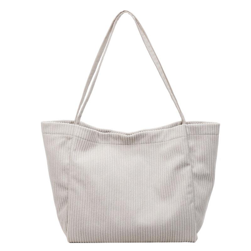 Retro Kord Große Kapazität Tragetasche - Einfache, einfarbige Damen Schultertasche