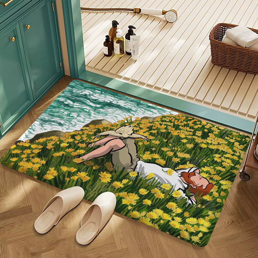 Starry Night Van Gogh Art Bathroom Mat Retro Multiple Choice Living Room Kitchen Rug Non-Slip Bedside Mats