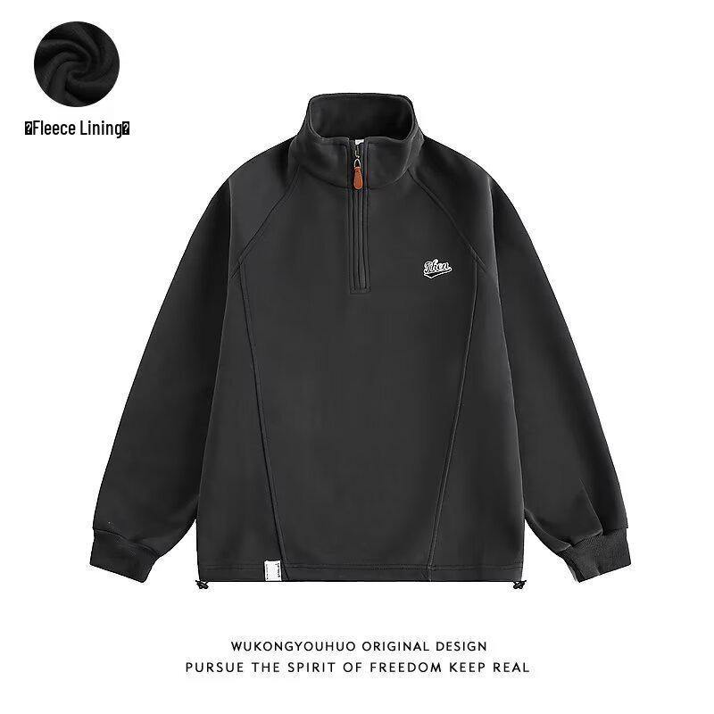 

Унисекс Толстовка с вышивкой, воротником-стойкой и молнией до середины - Весенне-осенняя свободная повседневная спортивная одежда XXL темно-серого