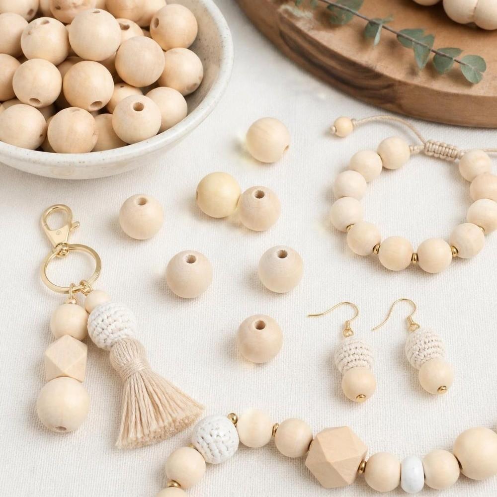 50pcs Natural 30mm Diameter Wooden Beads Ball Shaped Large Hole Wood Drawer Pulls Wood Cabinet Knobs For Crafts