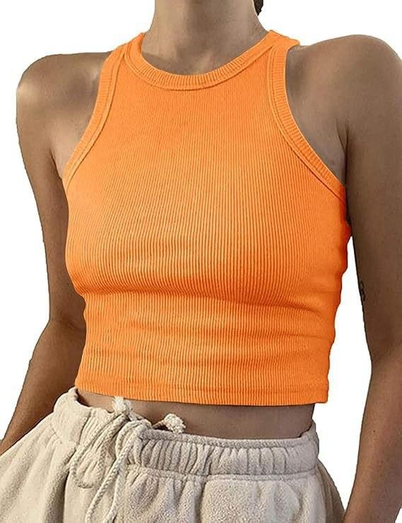 European & American Women's Spring/Summer Ribbed Sleeveless T-shirt Vest
