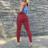 Pockets Elastic Solid Color Women Pants Butt-lifting High Waist Cropped Leggings