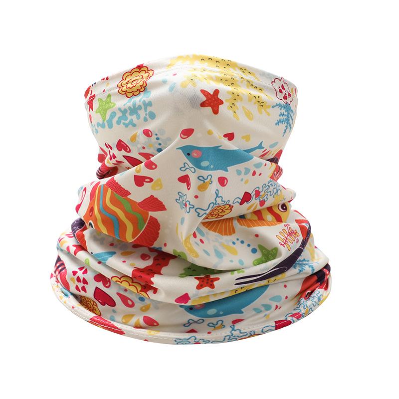 Dětský letní kreslený nákrčník z ledového hedvábí - UV ochrana a multifunkční šátek na hlavu pro cyklistiku