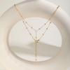 Jewelry, Stainless Steel Bead Chain Y-Shaped Wind Versatile Necklace Plated 18K Gold Nc-1970