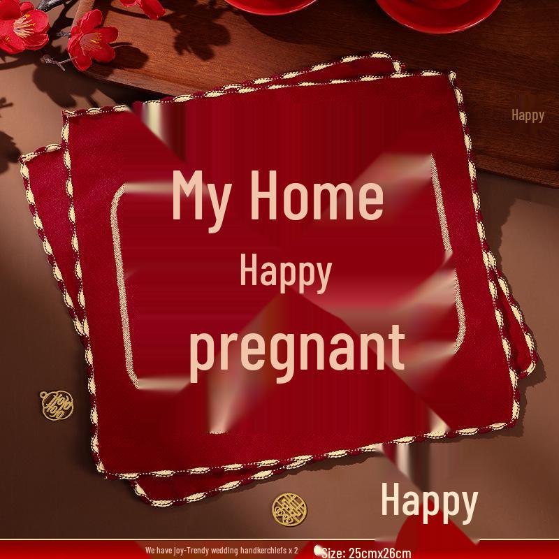 Women's Red Double Happiness Wedding Handkerchief - Bridal Dowry Pre-Wedding Set