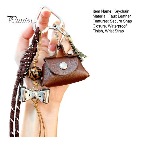 Compact Coin Holder Keychain Mini Dumpling Bag Purse Security Snap Detachable Wrist Strap Waterproof Imitation Leather Small Wallet Key Chain