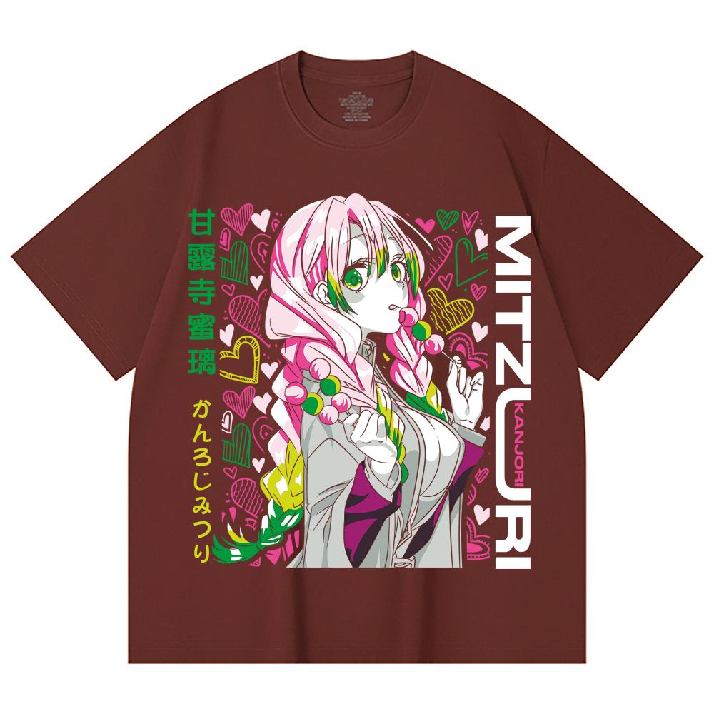 230 g/m² 100% Baumwolle Demon Slayer V102 Mitsuri Druck Unisex Schweres Baumwoll-T-Shirt