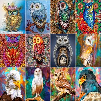 5D Elmas Mozaik Baykuş İğne DIY Tam Set Elmas Nakış Hayvan Resim Rhinestones Ev Dekor