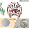 2D Flat, 1pc Round Aluminum Hanging Sign, Vintage 4th of July Metal Wall Art, USA Independence Day Fireworks Design, Perfect for Front Door, Porch