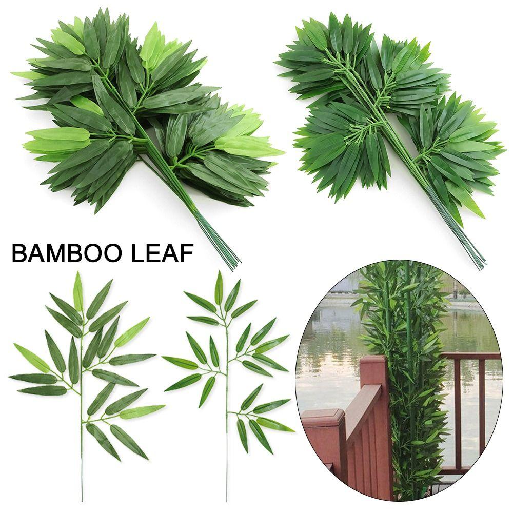 20pcs/lot Plastic Simulation Home Decorations Branches Silk Cloth Plant Leaves Bamboo Leaf
