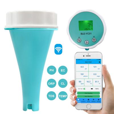 6 In 1 Smart Floating Swimming Pool Water Analyzer BT Water Quality Test Meter Digital Chlorine ORP EC TDS Temp PH Meter