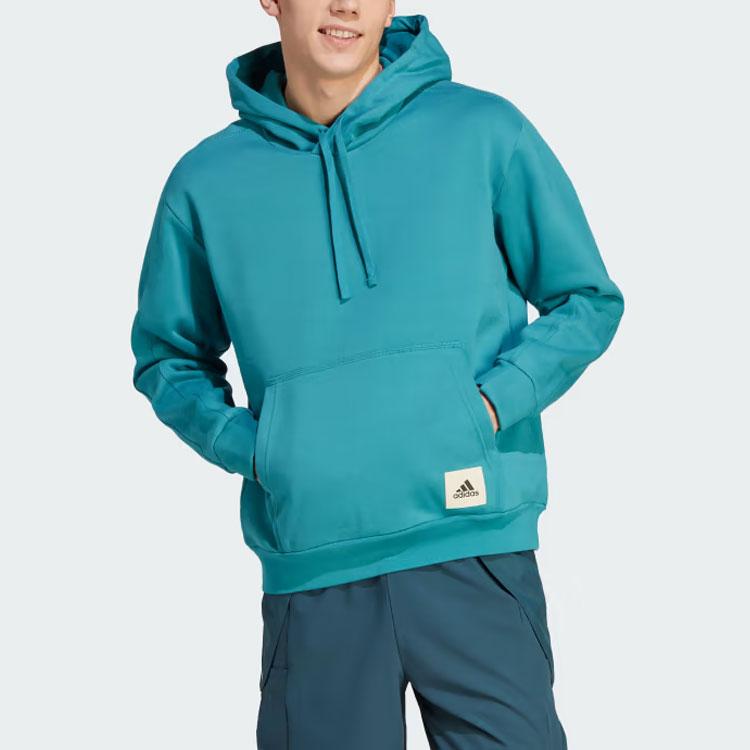 Adidas Lounge Fleece Hoodie With Logo Patch Men Tops Arctic-Blue IM0479