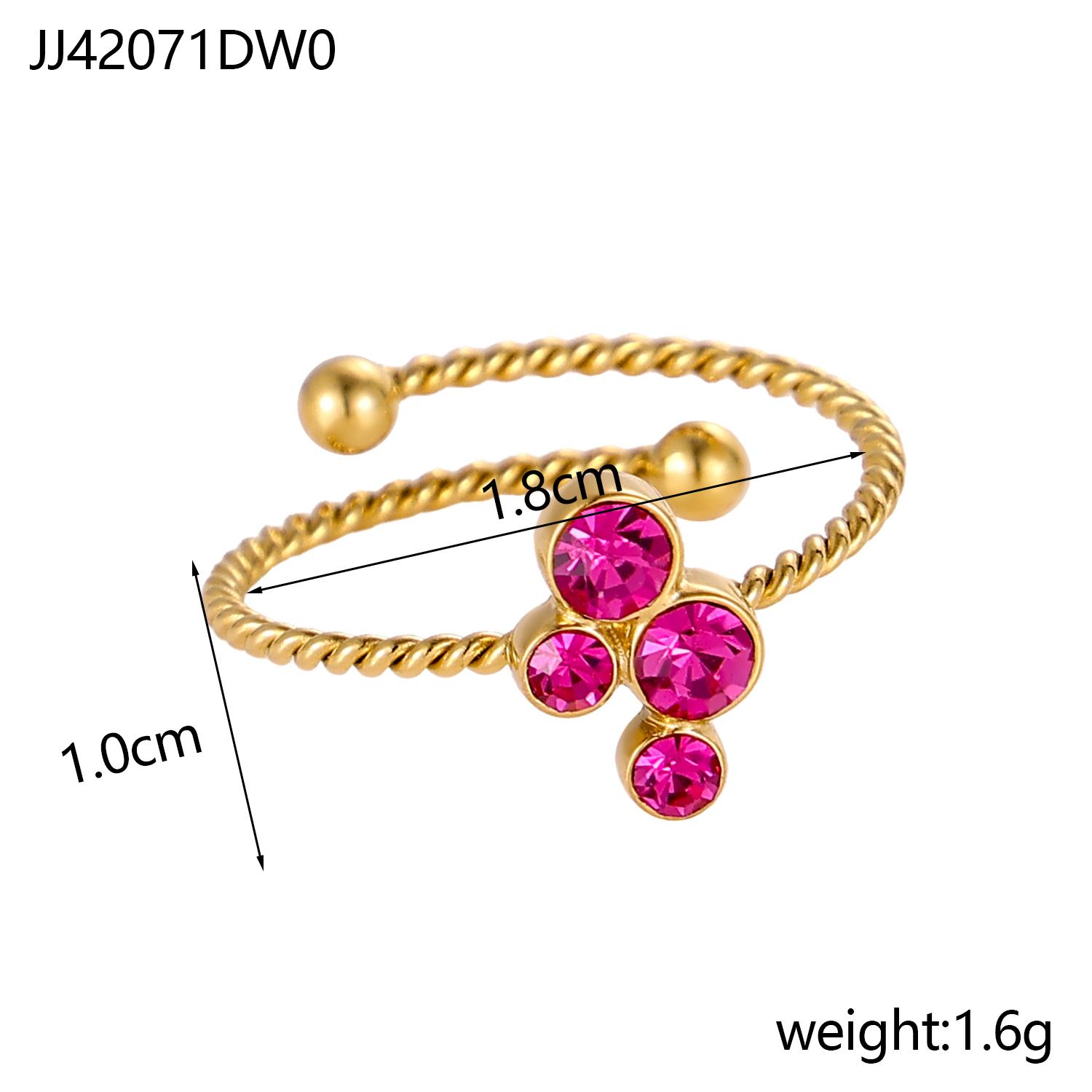 

CARLIDANA Summer Gold Plated Colorful Zircon Crystal Ring Stainless Steel Adjustable Open Ring Women Gift Fashion Jewelry resizable