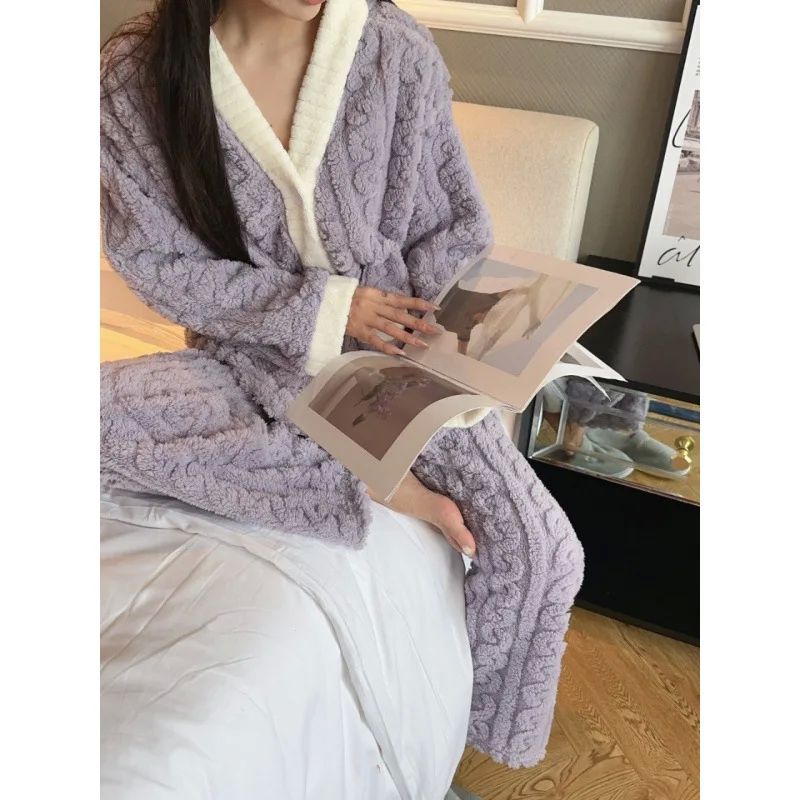 

Solid Color Jacquard Velvet Pajamas Set Pure Color Jacquard Soft Wool Pajamas Suit Purple One size