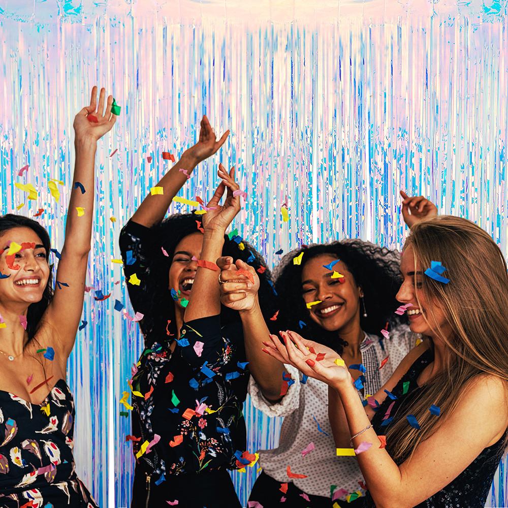 Vibrant Rainbow Streamer Curtain For Parties And Weddings Decorative Backdrop