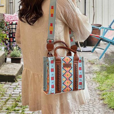 Women Bohemian Handbag Canvas Lady Bag for Party Events Summer Beach Commuting