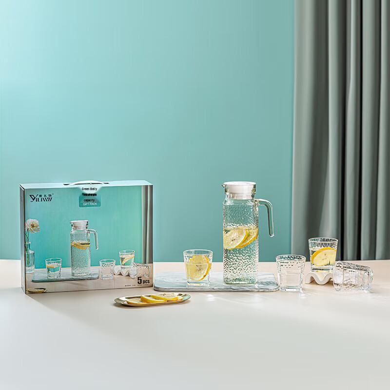 YiLiWu 5-Piece Borosilicate Glass Water Pitcher Set