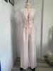 European & American Sleeveless Lace-Up Vest and Wide-Leg Pants Solid Color Two-Piece Set