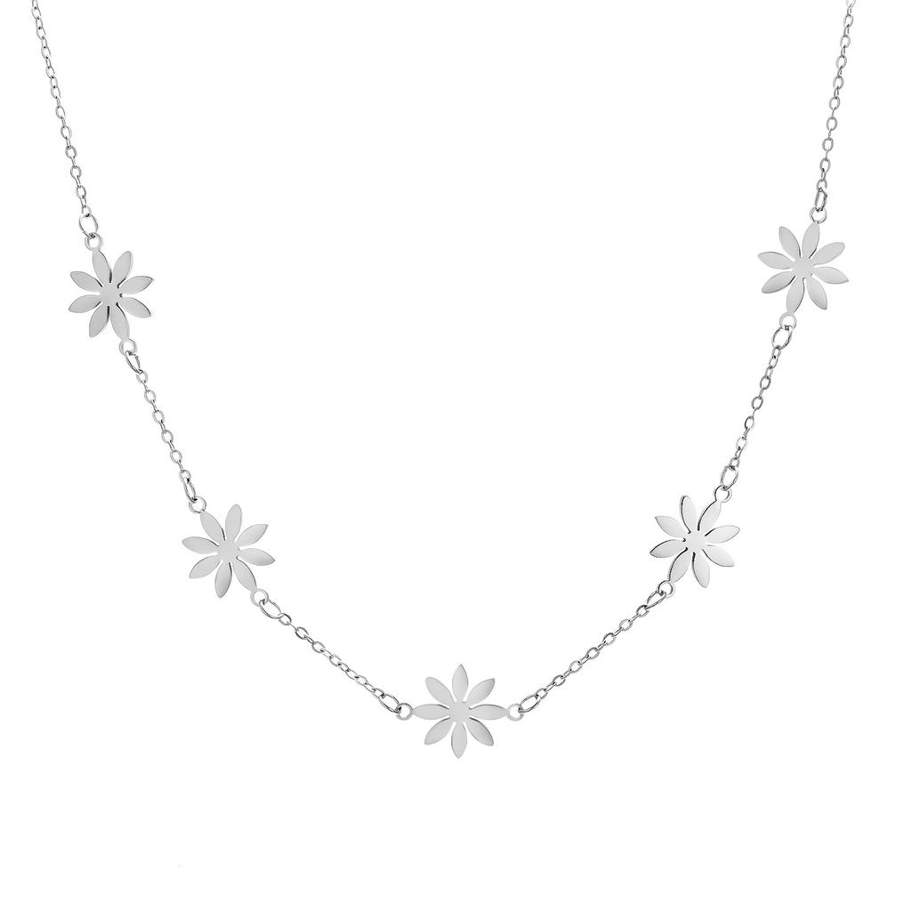 New Fairy Temperament Small Daisy Bracelet Necklace Gold Titanium Steel Non-Fading Flower Fresh Necklace Female