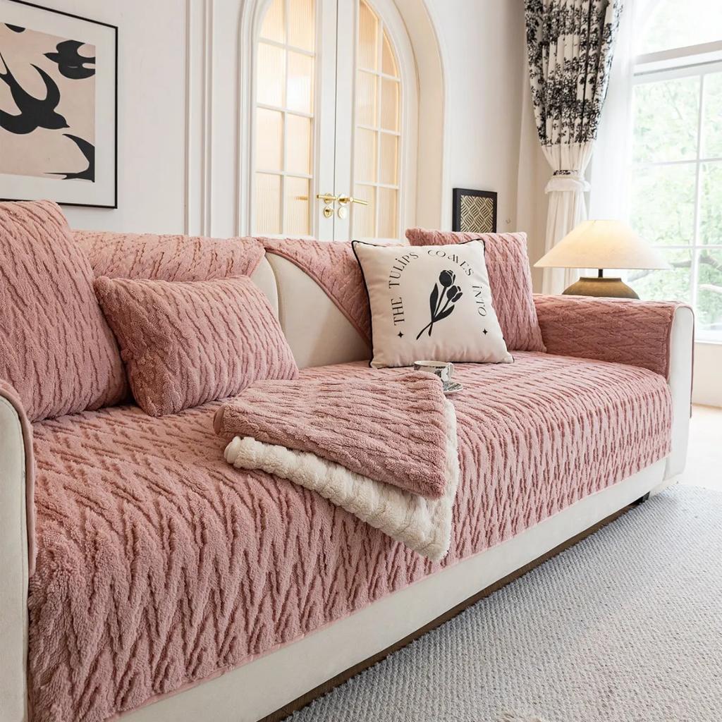 Sofakissen aus Baumwollsamt und Plüsch, für vier Jahreszeiten, universelles rutschfestes Kissen, Advanced Sense-Sofabezug, Sofatuch