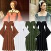 Bare Boat Neck Shoulder Ruffled Long Sleeves Renaissance Maxi Dress Cosplay Set