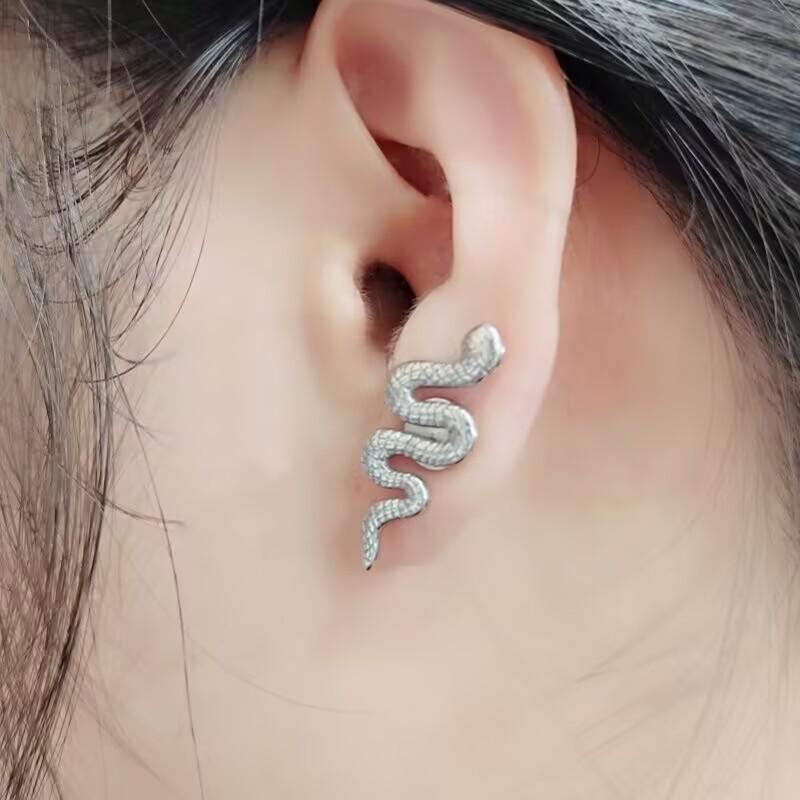 Trendy Snake-Shaped Stainless Steel Magnetic Ear Clip Earrings